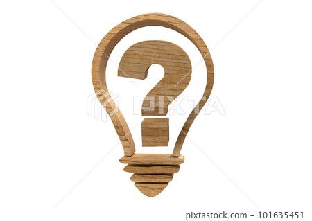 Wooden Lightbulb with Question Mark Sign on white background Wooden Lightbulb with Question Mark Sign on white background 101635451