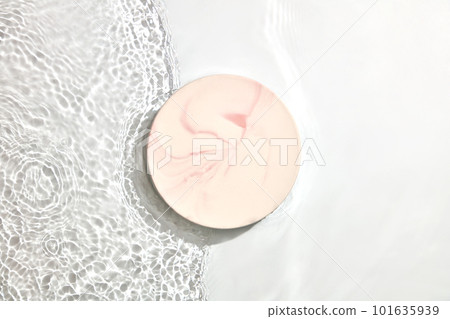 Marble podium in circle shape. Abstract nature background for product presentation. Top view image, overhead Marble podium in circle shape. Abstract nature background for product presentation. Top view image, overhead 101635939