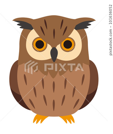 Illustration of a simple horned owl without main lines 101636052