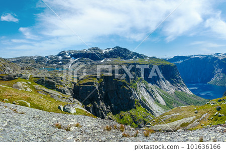 Ringedalsvatnet lake summer landscape (Norway). Panorama. Ringedalsvatnet lake summer landscape (Norway). Panorama. 101636166