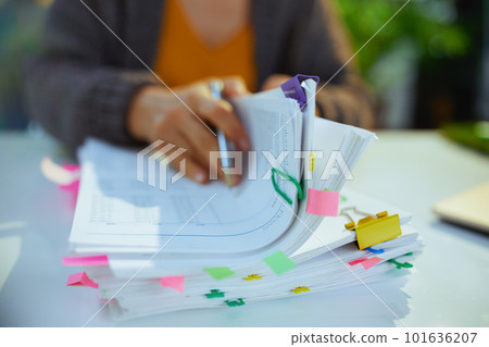 tax time. accountant woman working with documents 101636207