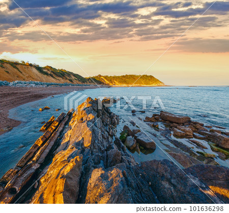 Morning ocean view from beach (Bay of Biscay). Morning ocean view from beach (Bay of Biscay). 101636298