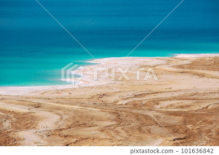 View of Dead Sea coastline, Jordan View of Dead Sea coastline, Jordan 101636842