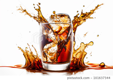 Glass of cola with ice cubes and splashing... - Stock Illustration ...
