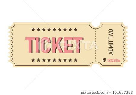 Classic retro ticket for cinema, circus, movie, theatre, cruise, concert and other events. Old vintage style in pastel colors. Classic retro ticket for cinema, circus, movie, theatre, cruise, concert and other events. Old vintage style in pastel colors. 101637398