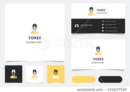 Yokee logo design with editable slogan. Branding book and business card template. 101637585