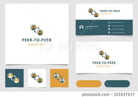 Peer-to-peer logo design with editable slogan. Branding book and business card template. Peer-to-peer logo design with editable slogan. Branding book and business card template. 101637637