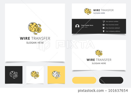 Wire transfer logo design with editable slogan. Branding book and business card template. Wire transfer logo design with editable slogan. Branding book and business card template. 101637654