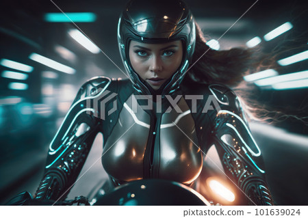 A girl in a futuristic neon costume A girl in a futuristic neon costume 101639024