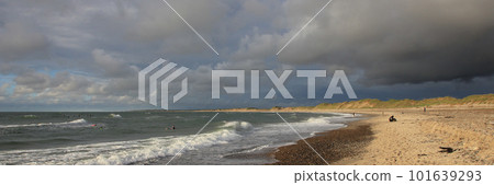 Dramatic summer sky over the beach in Klitmoller, Cold Hawaii. 101639293