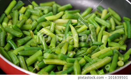 Green beans. Healthy nutrition. Frozen beans vitamins. Selective focus. Green beans. Healthy nutrition. Frozen beans vitamins. Selective focus. 101639501