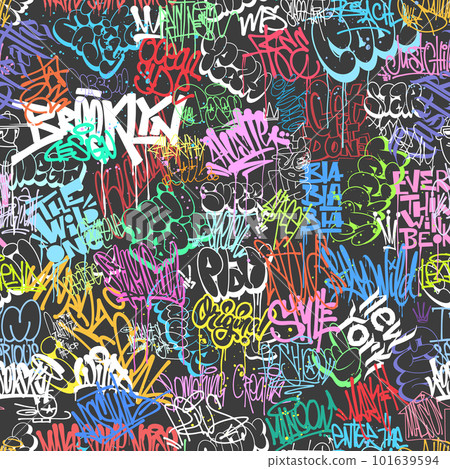 Graffity wall tags seamless pattern, graffiti street art Graffity wall tags seamless pattern, graffiti street art 101639594