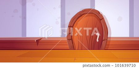 Mouse hole house, cartoon rat home door background Mouse hole house, cartoon rat home door background 101639710