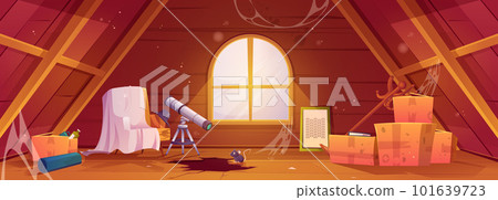 Abandoned old house attic wood interior vector 101639723