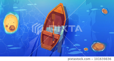 Top view boat in sea water, ship sunny landscape Top view boat in sea water, ship sunny landscape 101639836