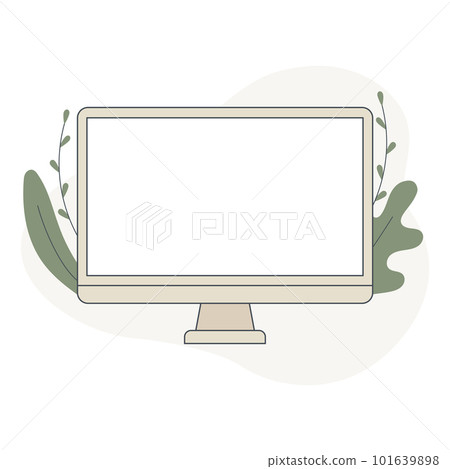 Computer with blank empty display screen for copy space on workplace, vector flat illustration 101639898