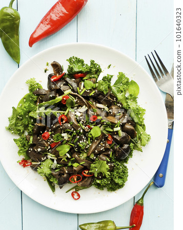 Kale and mushrooms salad Kale and mushrooms salad 101640323
