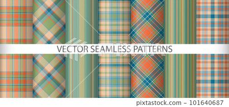 Set texture plaid tartan. Vector pattern textile. Background check seamless fabric. Set texture plaid tartan. Vector pattern textile. Background check seamless fabric. 101640687