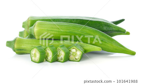 fresh okra or green roselle on white background. fresh okra or green roselle on white background. 101641988
