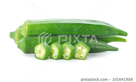 fresh okra or green roselle on white background. fresh okra or green roselle on white background. 101641989