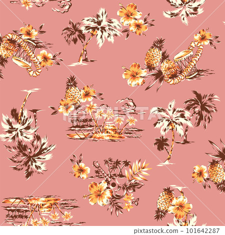 Palm Tree Aloha Pattern Vectors, 101642287