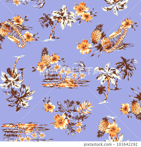 Palm Tree Aloha Pattern Vectors, 101642292
