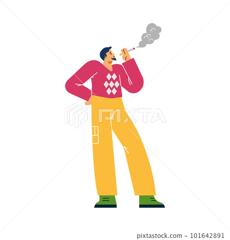 Standing man smoking cigarette flat style, vector illustration 101642891