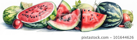 A drawing of a bunch of watermelon slices. AI generative image A drawing of a bunch of watermelon slices. AI generative image 101644626