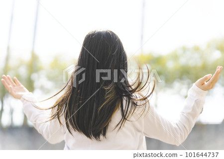 光滑的黑髮,長發,女性 光滑的黑髮,長發,女性 101644737