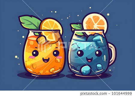 Kawaii chibi funny cocktail drinks, mocktails 101644999