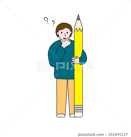 Student with pencil thinking about solving a problem, education, back to school, doodle style vector Student with pencil thinking about solving a problem, education, back to school, doodle style vector 101645137