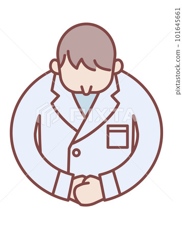 穿白大褂鞠躬的簡單插畫 101645661