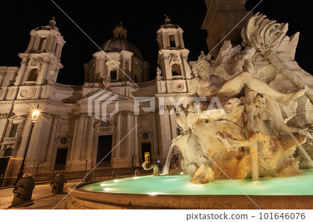 Rome, Italy, Trevi Fountain at night with illumination. Rome, Italy, Trevi Fountain at night with illumination. 101646076