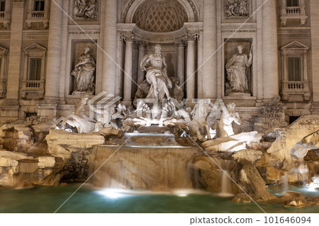 Rome, Italy, Trevi Fountain at night with illumination. Rome, Italy, Trevi Fountain at night with illumination. 101646094