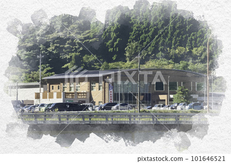 水彩風格甲府町公所鳥取縣甲府町 101646521