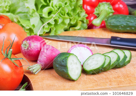 Vegetables on wooden background Vegetables on wooden background 101646829
