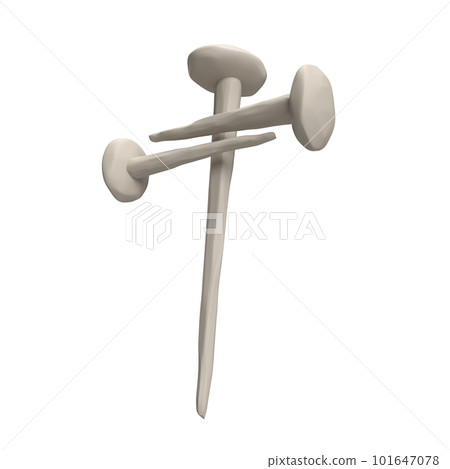 3d nails of Jesus Christ in form of cross. Easter icon rendering christian symbol forgiveness and love of God. illustration isolated on white background with clipping path 3d nails of Jesus Christ in form of cross. Easter icon rendering christian symbol forgiveness and love of God. illustration isolated on white background with clipping path 101647078