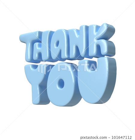 Thank you blue lettering 3d text icon hand drawn, thanksgiving day Cute Illustration isolated on white background with clipping path 101647112