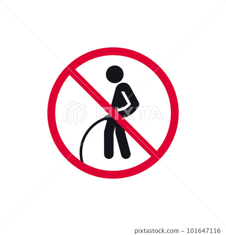 No peeing on the floor prohibited sign, forbidden modern round sticker, vector illustration 101647116