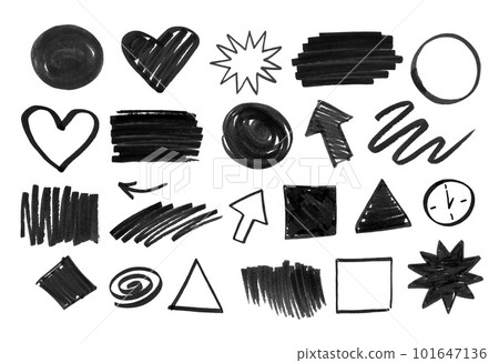 Vector set of felt pen artistic sketchy doodles elements Vector set of felt pen artistic sketchy doodles elements 101647136
