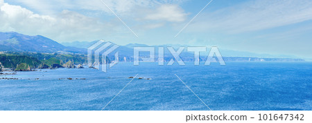Summer Cape Vidio coastline landscape (Asturias coast, Cudillero, Spain). 101647342