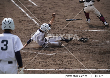 Home in by sliding (high school baseball) Home in by sliding (high school baseball) 101647498