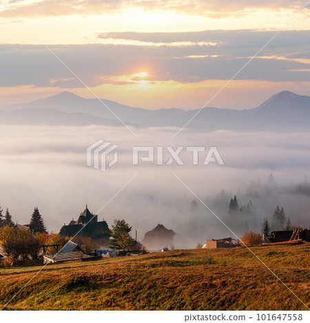 Autumn Carpathian village, Ukraine. 101647558