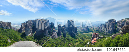 Meteora rocky monasteries summer panorama. Meteora rocky monasteries summer panorama. 101647631