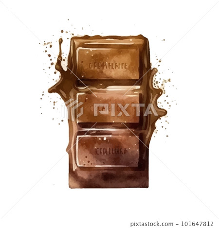 Chocolate bar watercolor vector on white background great for cards, banners, headers, party posters or decorate your artwork. Chocolate bar watercolor vector on white background great for cards, banners, headers, party posters or decorate your artwork. 101647812
