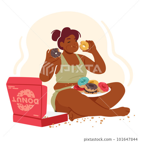 Overweight Female Character With Obsessive Eating Which Consumes The Woman's Thoughts, And She Can't Stop Consuming 101647844