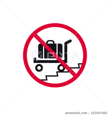 No baggage prohibited sign, no luggage forbidden modern round sticker, vector illustration 101647882