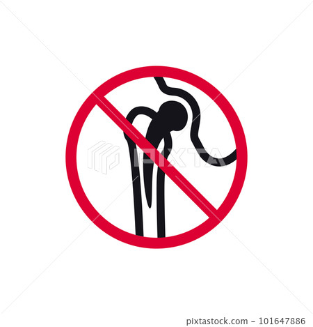 No metallic implants prohibited sign, forbidden modern round sticker, vector illustration No metallic implants prohibited sign, forbidden modern round sticker, vector illustration 101647886
