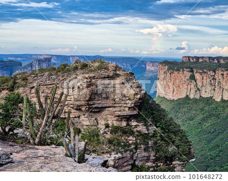 View from the top of the hill of the father inacio, morro do pai inacio, Chapada Diamantina, Bahia, Brazil 101648272