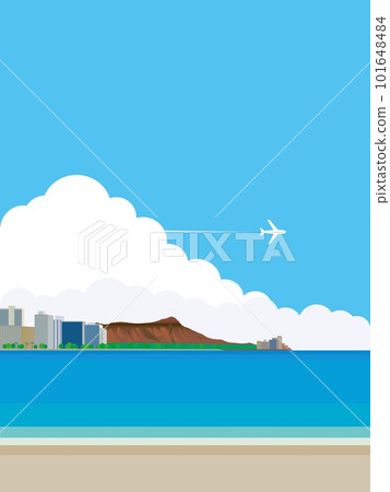 Waikiki Waikiki Diamond Head Cumulonimbus Cloud Airplane 101648484